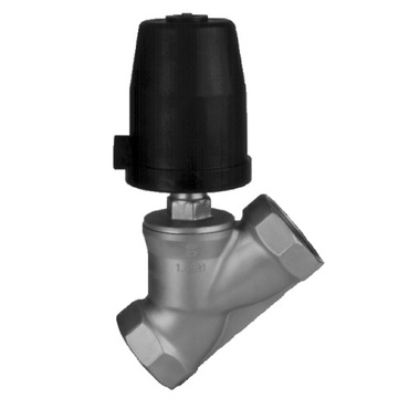 Globe valve free-flow Type 211 stainless steel entry below the valve pneumatic internal thread